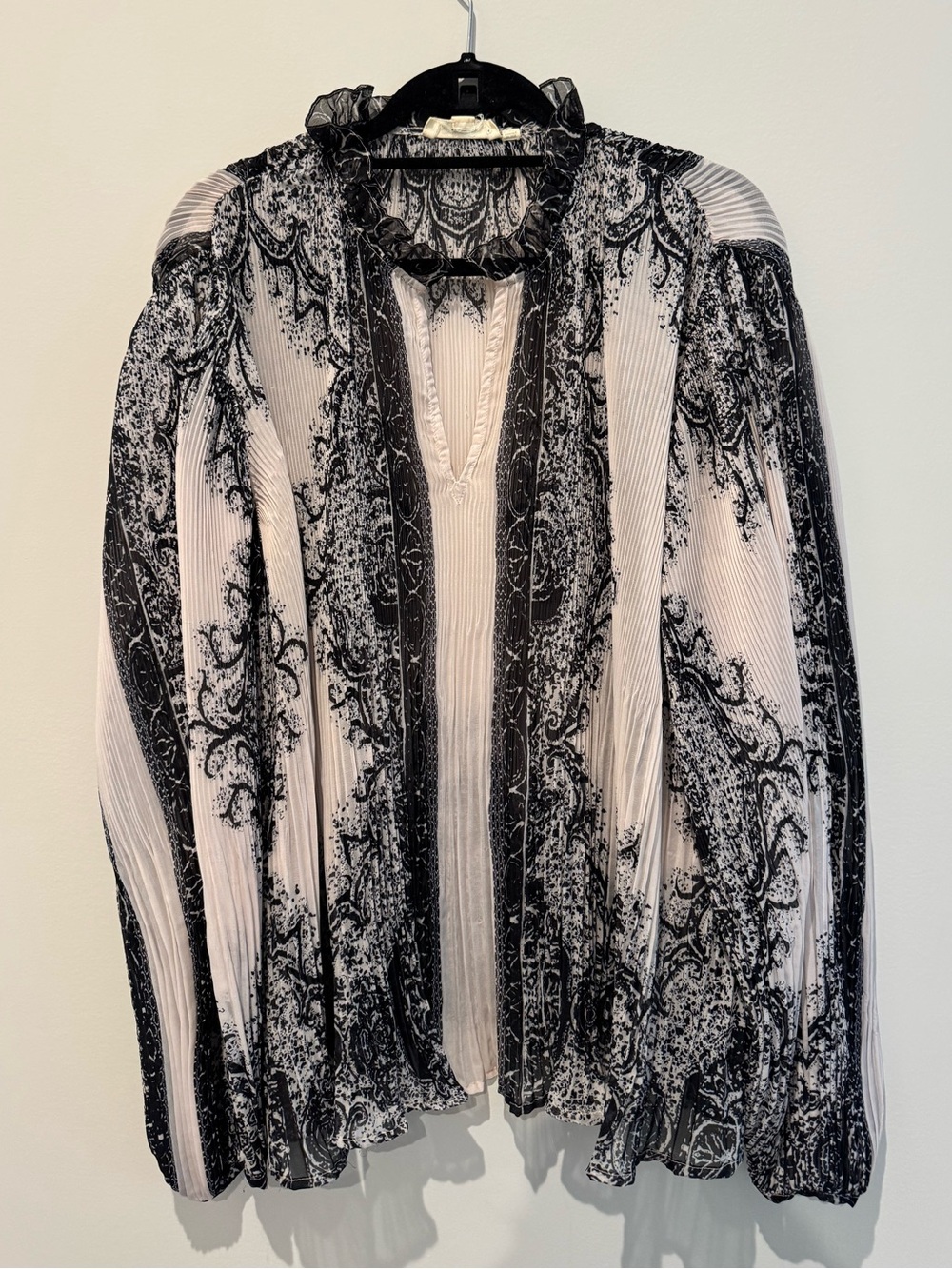 Anthropologie Forever that Girl Sheer Pleated Blouse, XL
